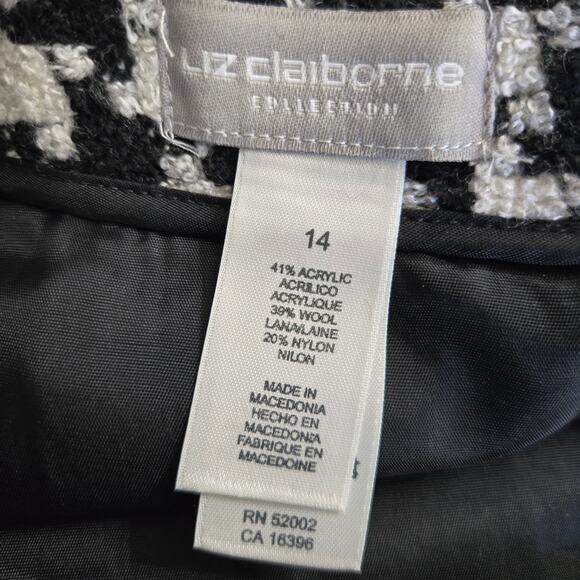 Liz Claiborne Vintage Y2K Old Money Preppy Wool Blend Tweed Houndstooth Skirt 14 - Picture 8 of 11